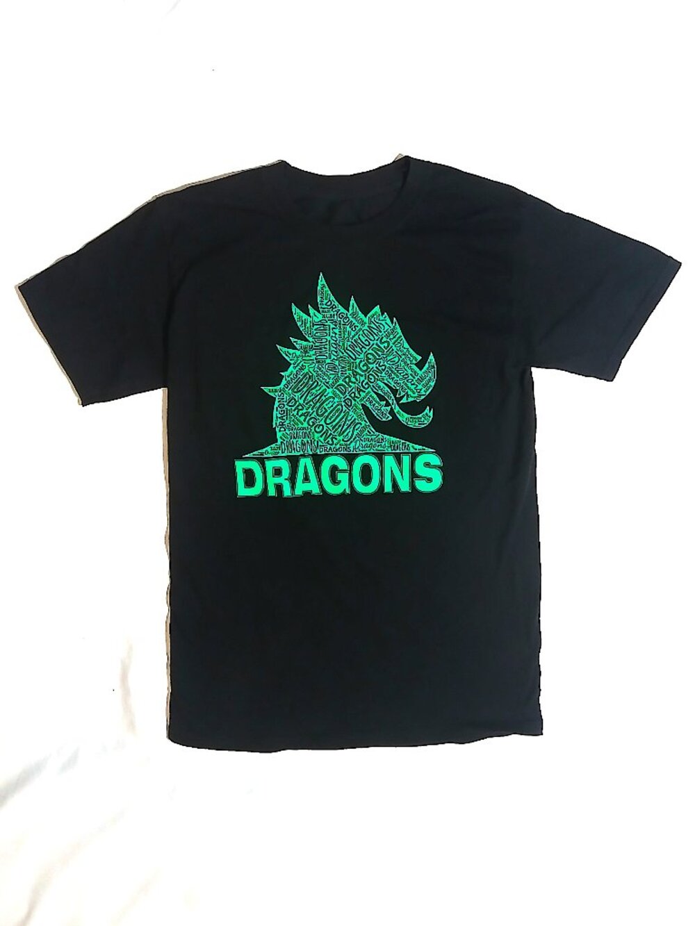 Hanes Dragons Graphic T Shirt Black Green Dragon Logo Adult Small S